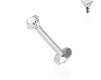 Crystal Labret Jewelry- Lip Labret/ Cartilage Earring- Helix Ring/ Tragus Ring/ Conch Piercing Stud- Flat Back Studs- 16 Gauge Labret