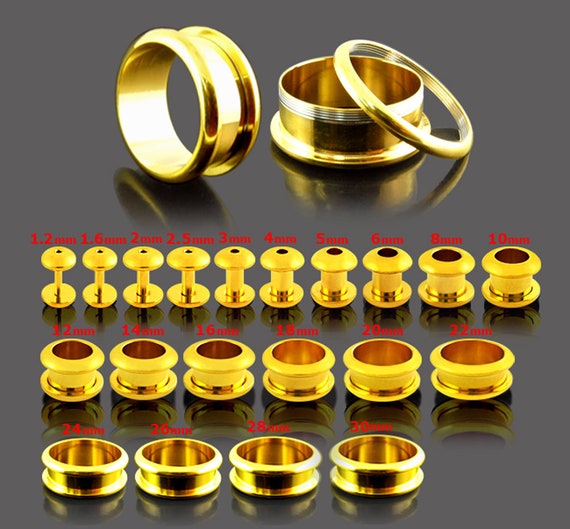 Anodized Steel Gold Ear Gauges Price for One Piece Screw 