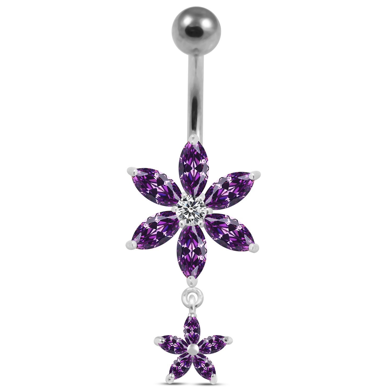 Longer Dangling Sterling Silver 316L Surgical Steel Banana Belly Ring Longer Dangling Sterling Silver 316L Surgical Steel Banana Belly Ring