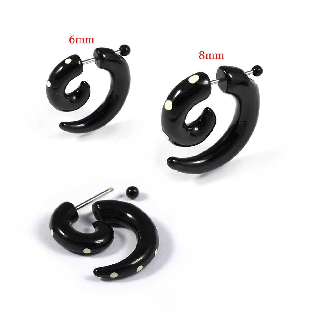 BIG GAUGES 2 Pairs 316L Surgical Steel Black Anodized 16g Gauge 1.2mm Fake Plugs Piercing Jewelry Ear Illusion Cheater Earring 