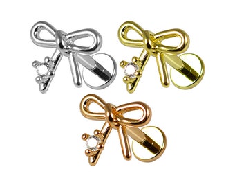 Jeweled Bow Knorpelohrring - Tragus Ring / Helix Bolzen / Conch Piercing Bolzen - Chirurgenstahl Bolzen - 16 Gauge Ohrringe