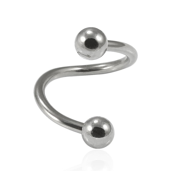 Gem Titanium Anodized Spiral Twist Barbell Piercing Ring CHOOSE SINGLE OR PAIR 