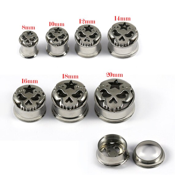 Skull With Star Flesh Tunnel Sold by Piece Skull Gauges Externally