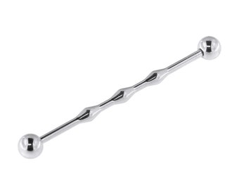 Industrial Piercing/ Scaffold Piercing Bar- Surgical Steel Straight Barbell with 3 Diamond Bump Design- 40mm, 14G Industrial Bar