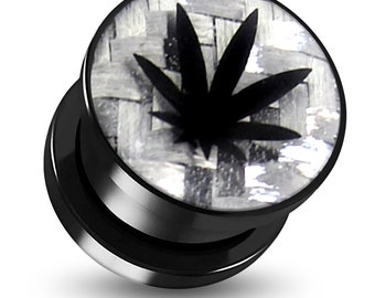 Marijuana Logo UV External Threaded Screw Fit Ear Tunnel-Price for one piece-Plugs and Tunnels(Available In 3mm-12mm)