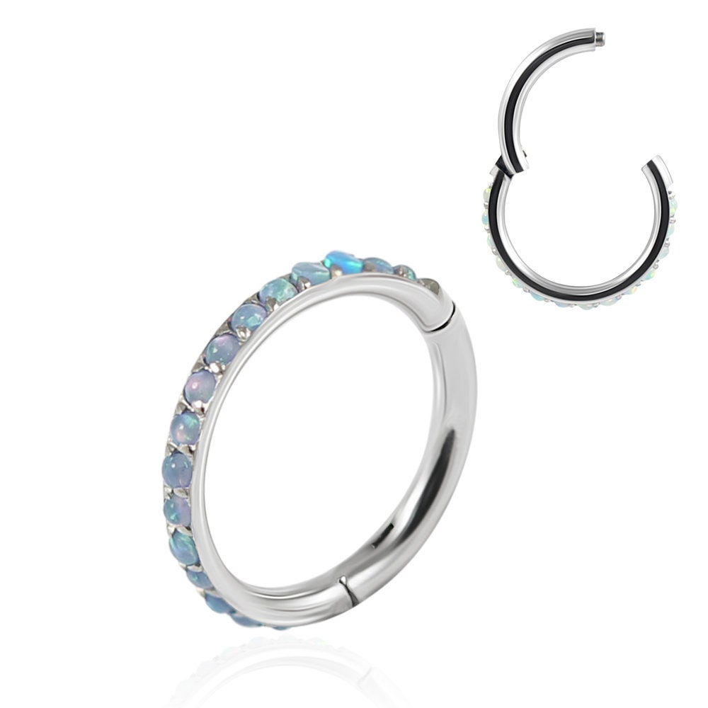 16G Opal Gemstone Septum Ring/ Cartilage Hoop Septum Clicker/ - Etsy UK