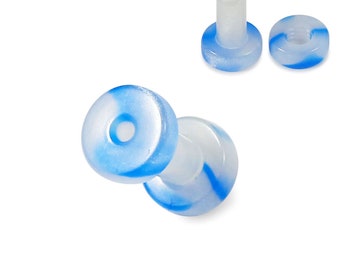 Blue And White Externally Threaded UV Tunnel - Price for one piece - Plugs and Tunnels