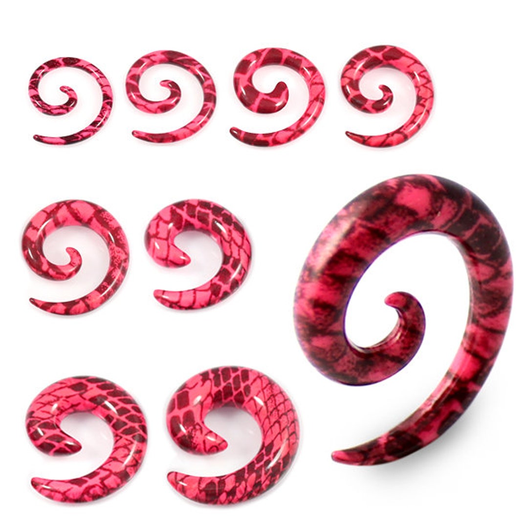 Scales Pattern Pink Spiral Gauges Ear Tapers Unique Gauges Etsy