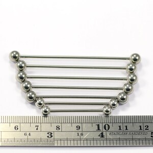 Titanium Industrial Piercing / Scaffold Piercing Bar Ball End Industrial Barbell 14G 1.6mm Industrial Bar Sold as a Piece image 4