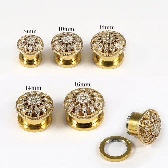 Anodized Steel Gold Ear Gauges Price for One Piece Screw 