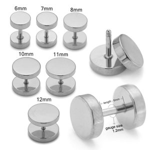 Surgical Steel Fake Plug Earrings- Sold by piece - Simple Fake Gauges- 16 Gauge Earrings (6mm to 12mm Diameter) Price for 1 Piece