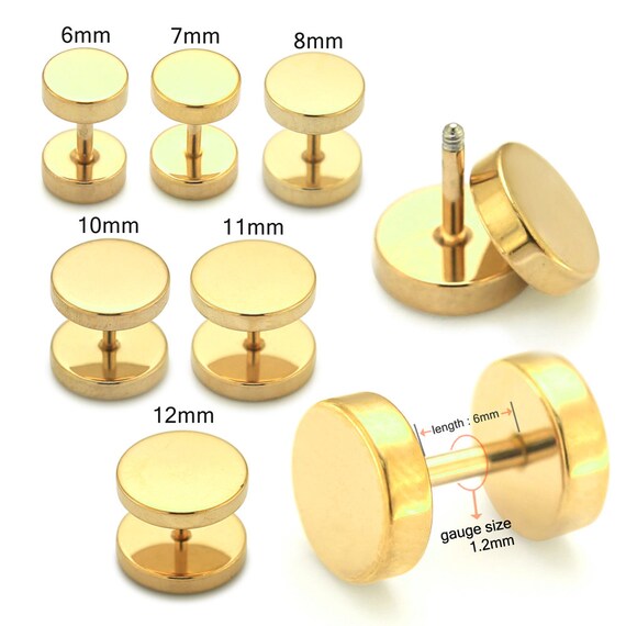 Anodized Steel Gold Ear Gauges Price for One Piece Screw 