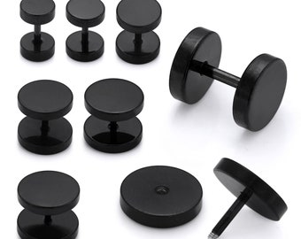 Fake Black Ear Plug- Sold As Single Piece - Fake Ear Gauge- Cheater Plug- 16 Gauge Earrings (6mm to 12mm Diameter) Price for 1 Piece