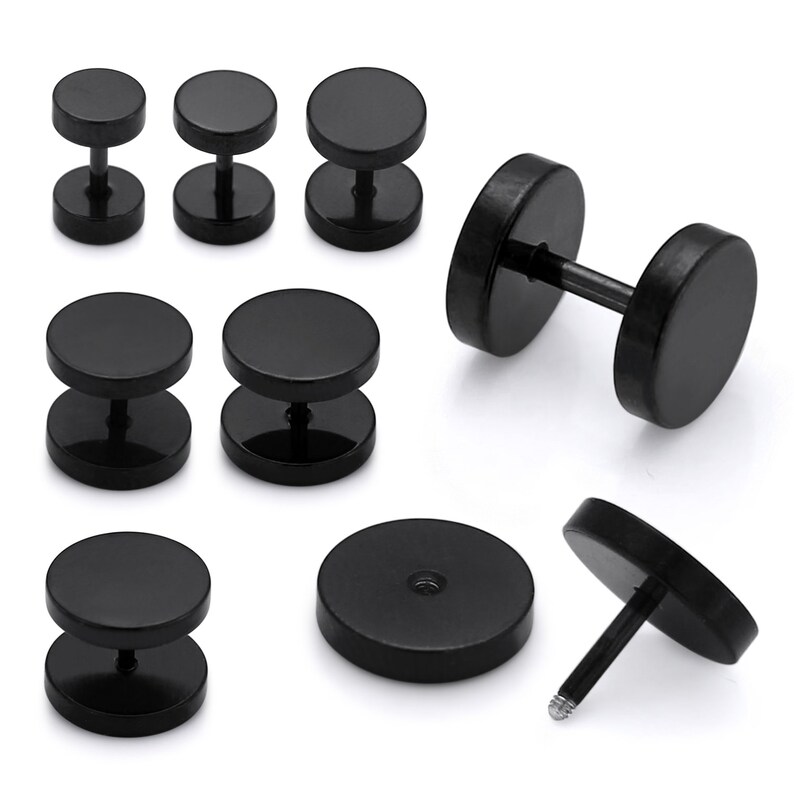 Fake Black Ear Plug Sold As Single Piece Fake Ear Gauge Cheater Plug 16 Gauge Earrings 6mm to 12mm Diameter Price for 1 Piece image 1