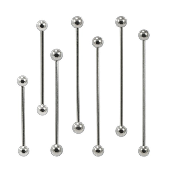 Industrial Barbell with Ball / Scaffold Piercing Bar- 316L Surgical steel Straight Barbell- 14G = 1.6mm & 16G = 1.2mm Industrial Barbell