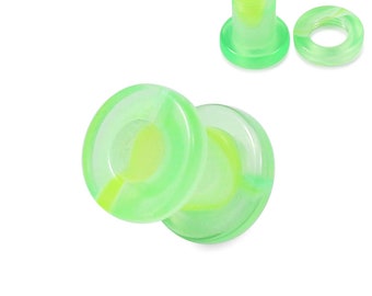 Green And Light Green Externally Threaded UV Tunnel - Price for one piece - Plugs and Tunnels