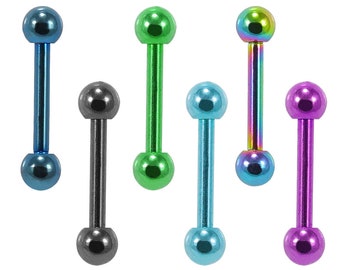 Straight Barbell- Eyebrow Piercing Bar/ Cartilage Earring- Helix Ring/ Tragus Ring/ Conch Stud- Anodized Titanium Bar- 16 Gauge Barbells