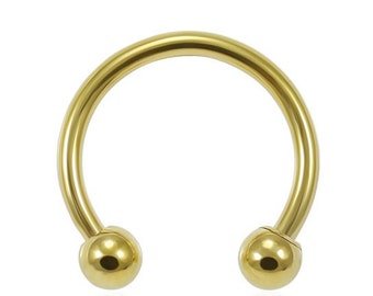 Horseshoe Barbell- Septum Ring/ Eyebrow Ring/ Cartilage Earring- Gold Anodized Surgical Steel Circular Barbell- 16G/14G Septum Ring