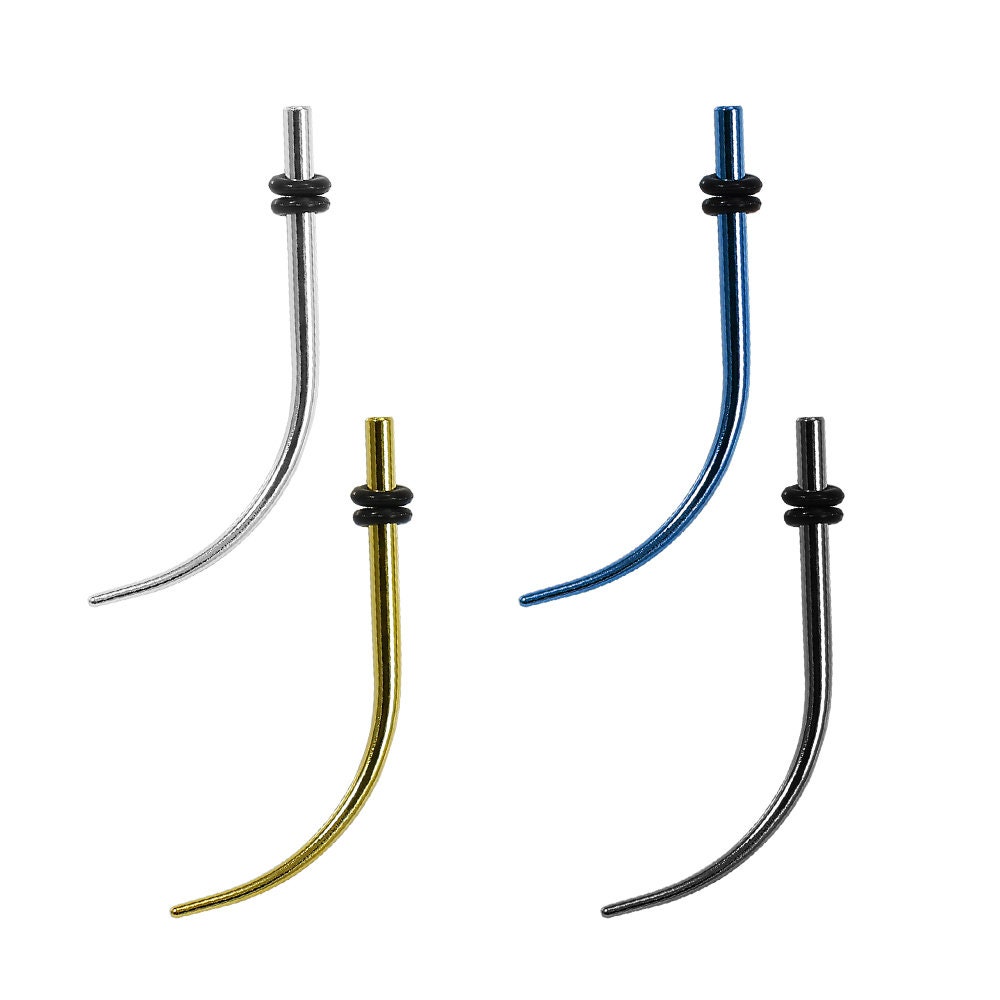 Long Curved Ear Taper With O Rings Unique Taper Etsy