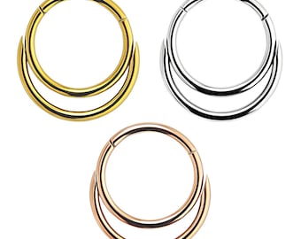 Gestapelde Septum Ring / Kraakbeen Oorbel- Helix Clicker / Daith Hoop / Rook Hoop-Double Septum Ring- Chirurgisch Stalen Septum Ring- 16 Gauge Hoepel