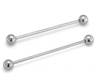 BodySparkle Body Jewelry Double Jeweled Industrial Barbell Piercing Earring 16g 1 & 1/2 inch-38mm Clear 4mm End Balls BodySparkle Body Jewelry Double Jeweled Industrial Barbell Piercing Earring 16g 1 & 1/2 inch-38mm Clear 4mm End Balls