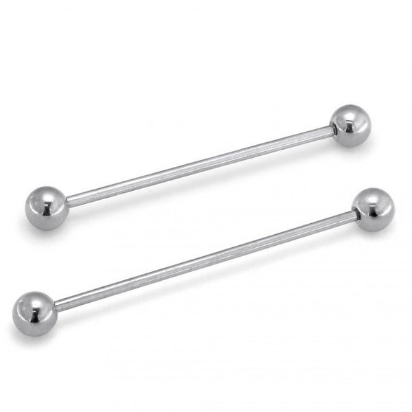 Titanium Industrial Piercing / Scaffold Piercing Bar- Ball End Industrial Barbell- 14G = 1.6mm Industrial Bar- Sold as a Piece