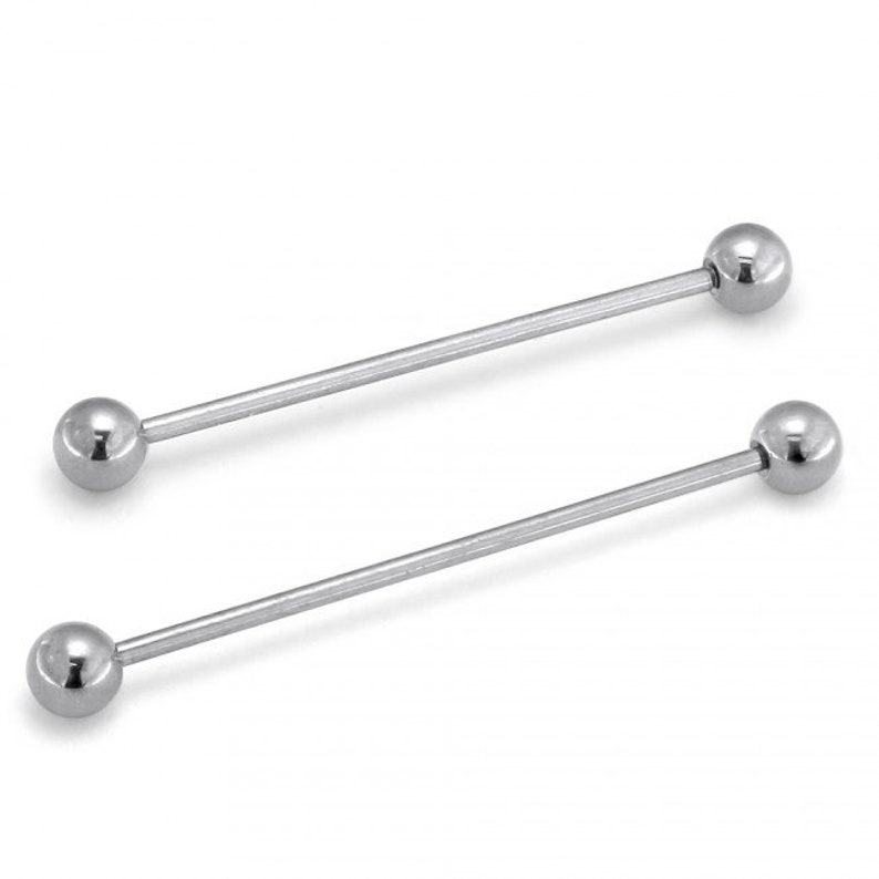 Titanium Industrial Piercing / Scaffold Piercing Bar Ball End Industrial Barbell 14G 1.6mm Industrial Bar Sold as a Piece image 1