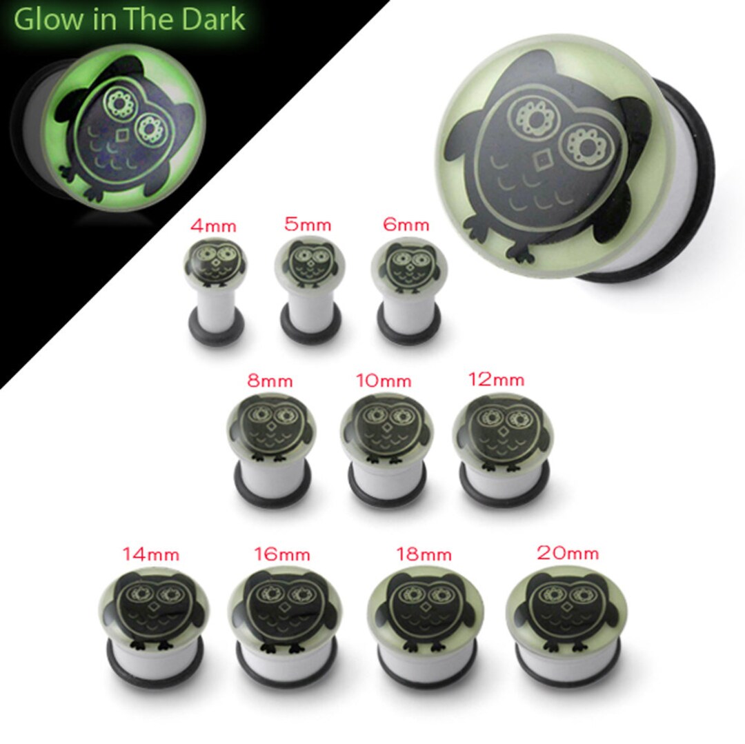 Owl Unique Gauges Ear Gauges and Plugs Stretched Ears Glow Etsy