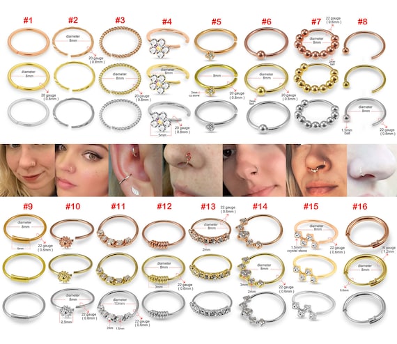 0.8 Mm/ 1 Mm/1.2 Mm/1.6 Mm Nose Piercing Segment Ring Septum 