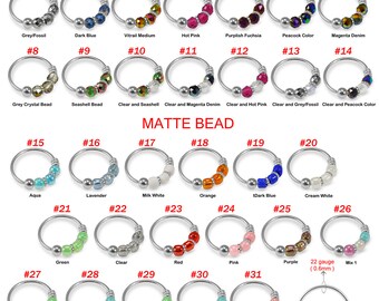 Silver Nose Ring-  Beaded Nose Ring Hoop- 8mm Sterling Silver Nose Ring-  Dainty Nose Ring- Thin Nose Ring- 22G=0.6mm Gauge Nose Ring