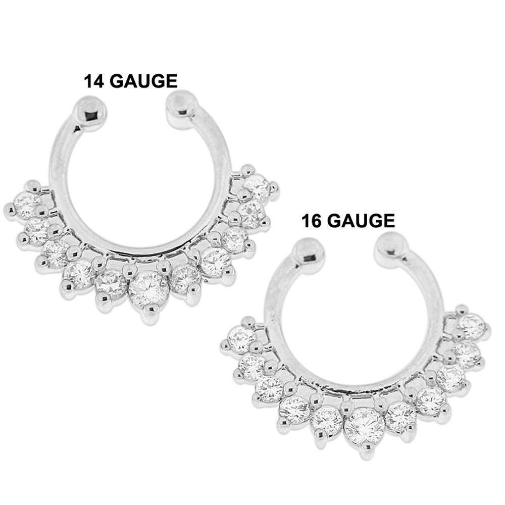 Aurora Borealis/White Prong Opal Gem Precia Septum Clicker / Daith Cli