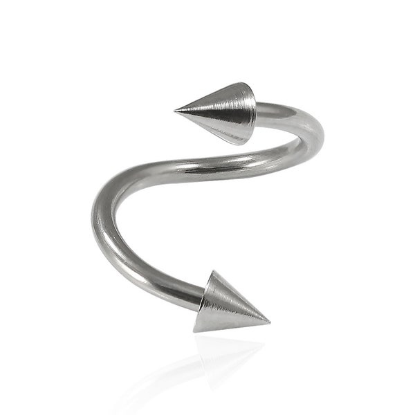 Titan Spiral Barbell mit Kegel Enden - Helix Ohrring / Augenbrauen Piercing Ring / Lippen Schmuck - Titan Bar - 14 Gauge / 16 Gauge Barbell
