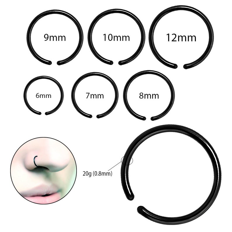 Black Anodized Nose Ring Nose Ring Hoop Tiny Nose Hoop Etsy