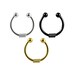Fake Septum Ring- Faux Septum Ring with Spring Design- Non Pierced Septum Hoop (Silver, Black & Gold) 