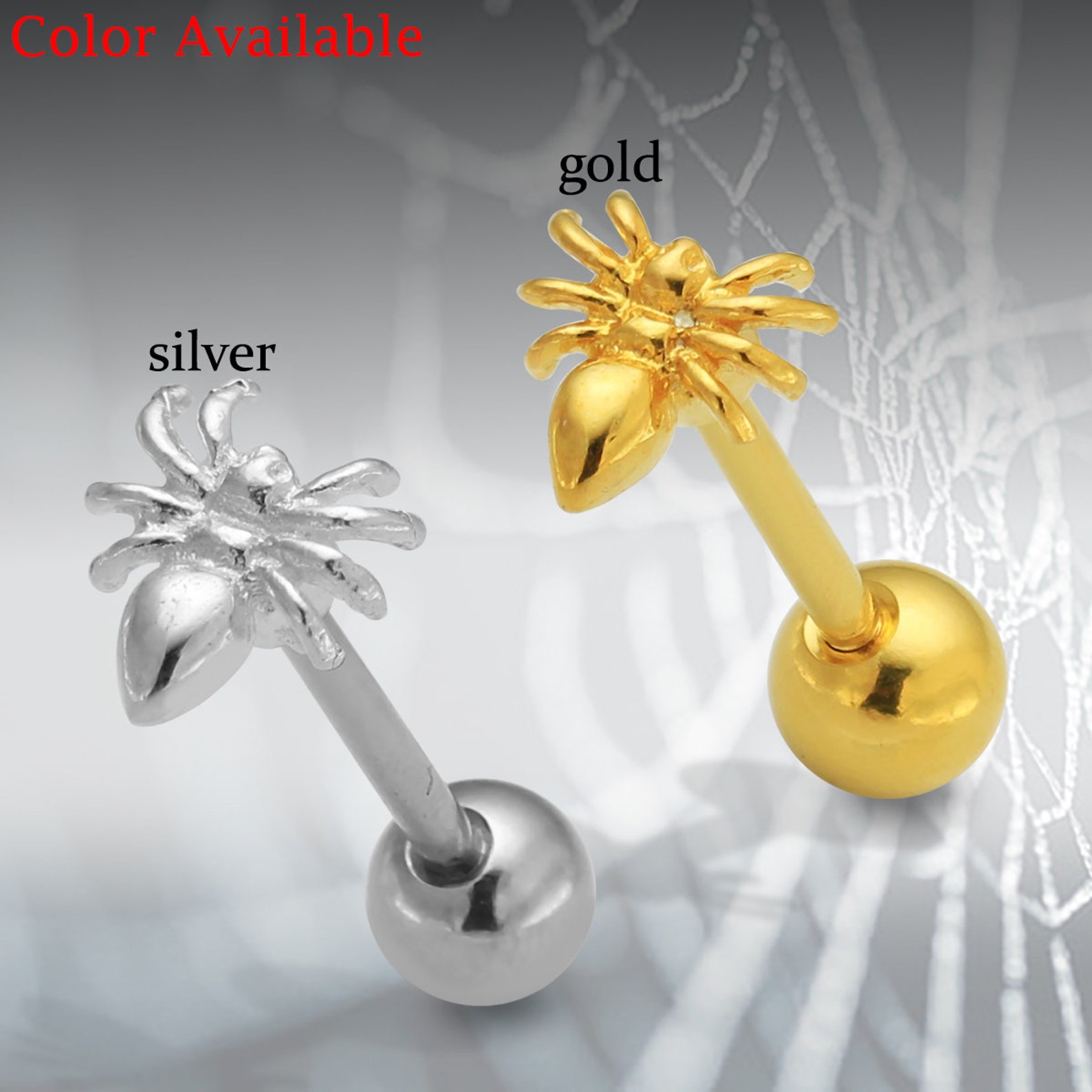 Spider Tongue Bar Sterling Silver Barbell Tongue Ring Tongue Etsy