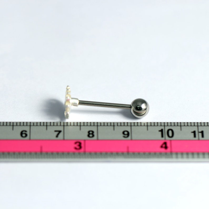 Sterling Silver Barbell Tongue Ring Tongue Piercing Ring Fire Tongue Bar 14G Barbell Available in Silver or Gold Plated