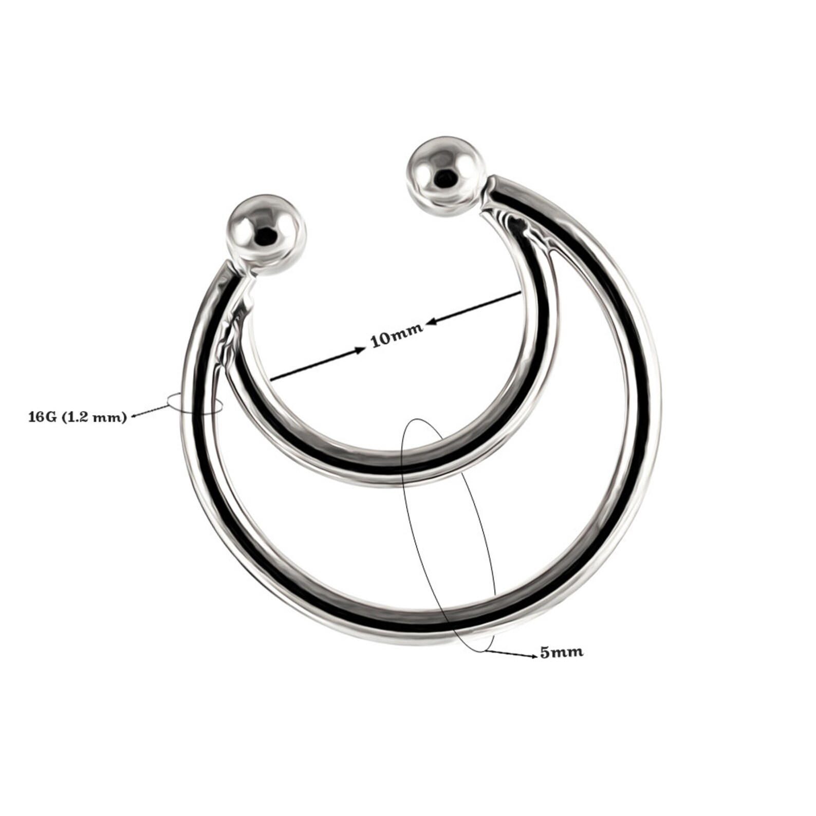 Fake Septum Ring Double Septum Ring Non Pierced Septum Etsy