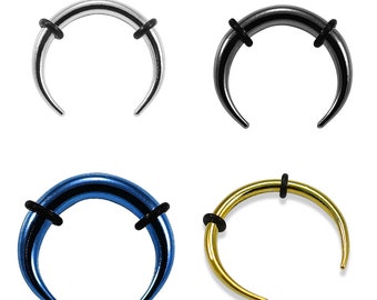 Surgical Steel Crescents/ Price for one piece- Pincher Gauges- Ear Pincher Tapers- Anodized Nose Pincher Septum(8G-16G Sizes Available) .