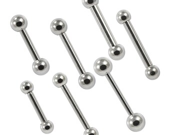 Steel Straight Barbell- Tongue Piercing Bar/ Eyebrow Piercing Bar/ Cartilage Earring- Helix/ Conch Stud- 14 Gauge/ 16 Gauge Barbell