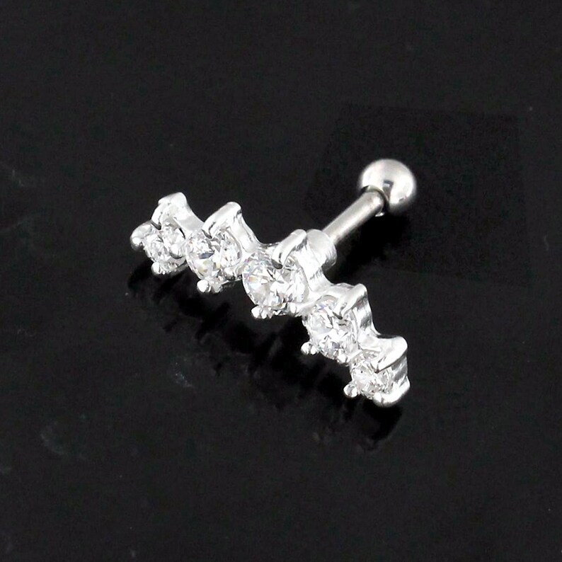 CZ Curved Bar Cartilage Earring Tragus Earring/ Helix Stud/ Etsy
