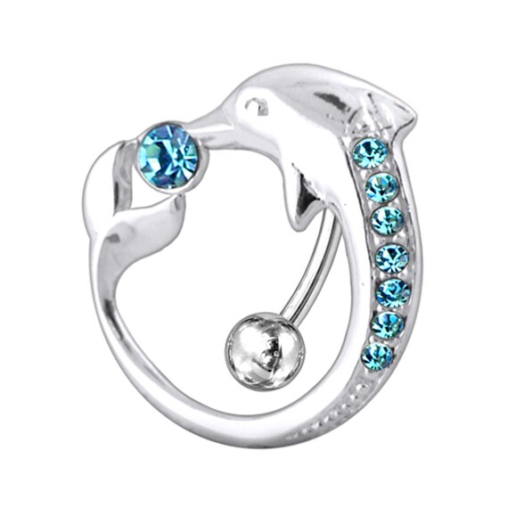 Belly Button Ring Dolphin Navel Ring Reverse Belly Button Ring Dolphin Navel Ring Reverse