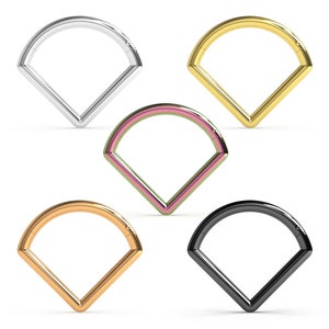 Triangle Septum Ring/ Cartilage Earring- 316L Surgical Steel Nose Ring- 16Gauge Hoop (Gold, Silver ,Rose Gold & Black Anodized Septum Ring)