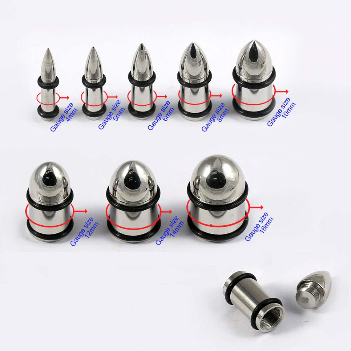 Silver Bullet Ear Plugs Internally Threaded Screw Fit Gauge Etsy