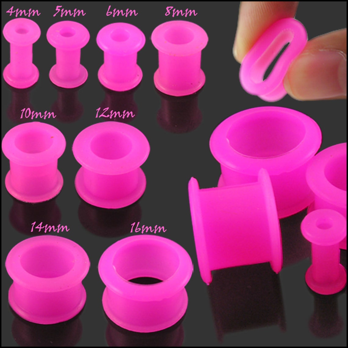 Pink Silicone Tunnel Earrings Flesh Tunnels Plugs and Etsy