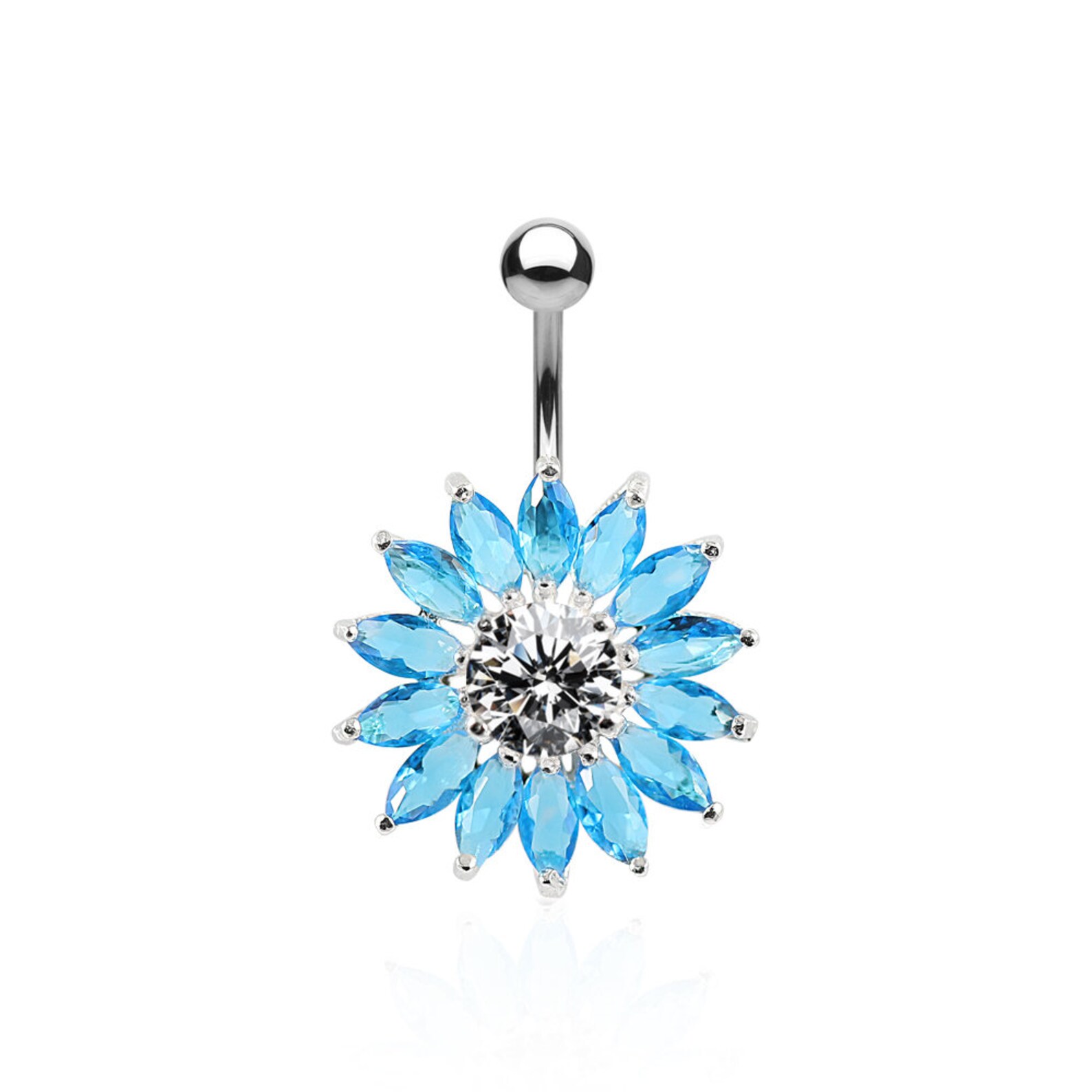 Sunflower Belly Ring CZ Belly Button Rings Belly Button Etsy UK