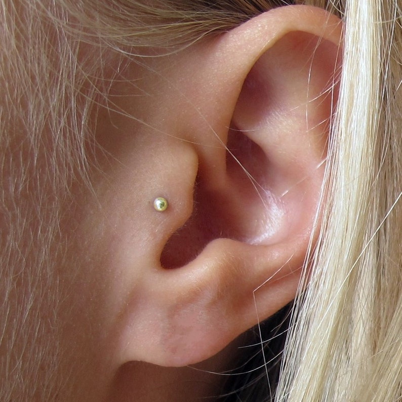 14K Gold Labret/ Cartilage Stud With Ball Stud Tragus Etsy