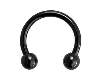 Horseshoe Barbell- Septum Ring/ Eyebrow Ring/ Cartilage Earring- Black Anodized Surgical Steel Circular Barbell- 16G/14G Septum Ring