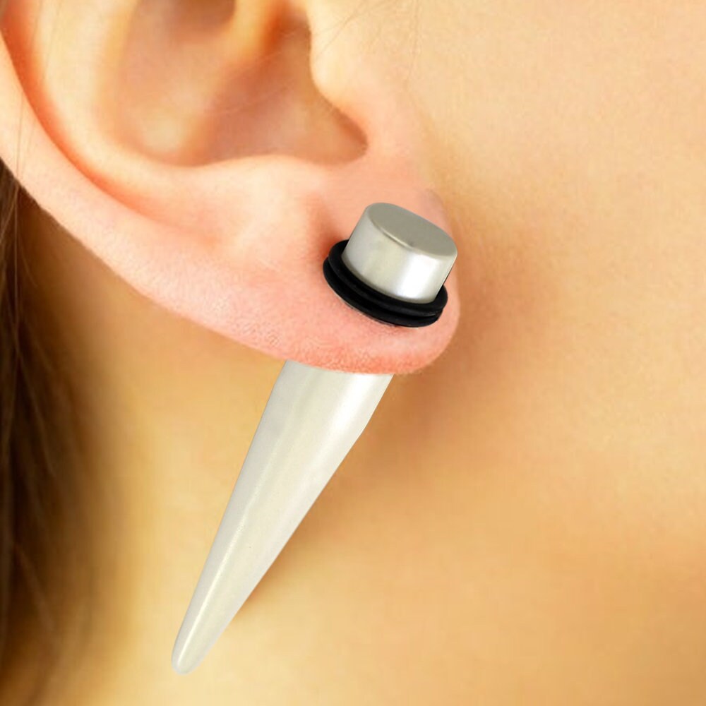 Straight Ear Tapers White Pearl Color Acrylic Ear Stretchers Etsy