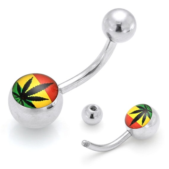 Rasta belly shop button rings