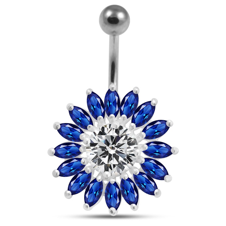 Sunflower Belly Navel Ring Acrylic 14g 3/8" 10mm Surgical Steel